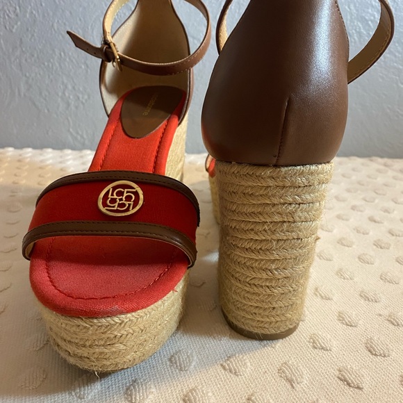 Liz CLAIBORNE MADDIE Women’s Red Espadrille Chunky Heel Shoes - Picture 8 of 16